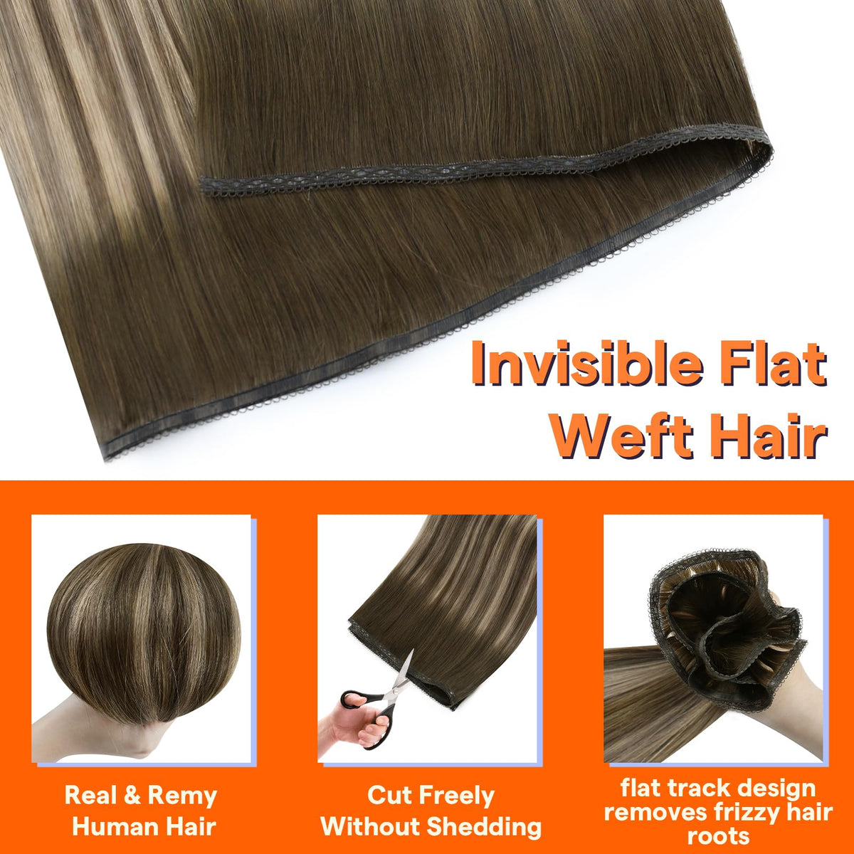 Close-up of Full Shine Weft Hair Extensions texture