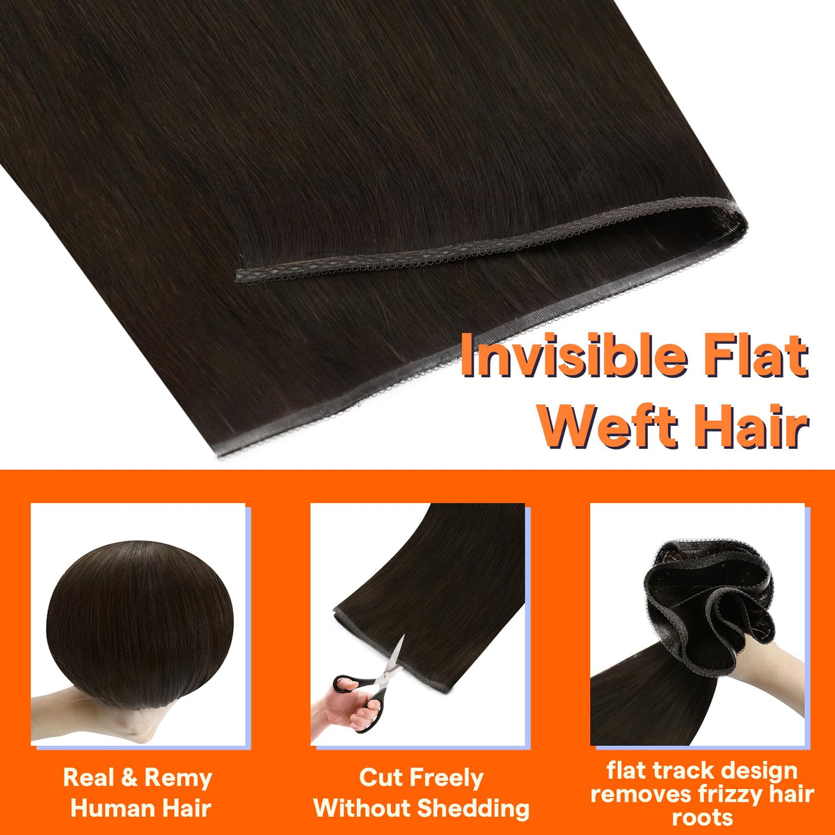 Close-up of Full Shine Weft Hair Extensions texture