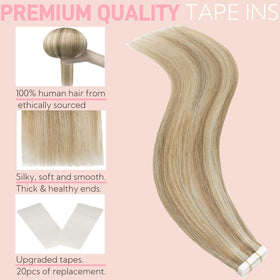 Close-up of FUOTONBUTY Tape in Hair Extensions showing double-stitched tape