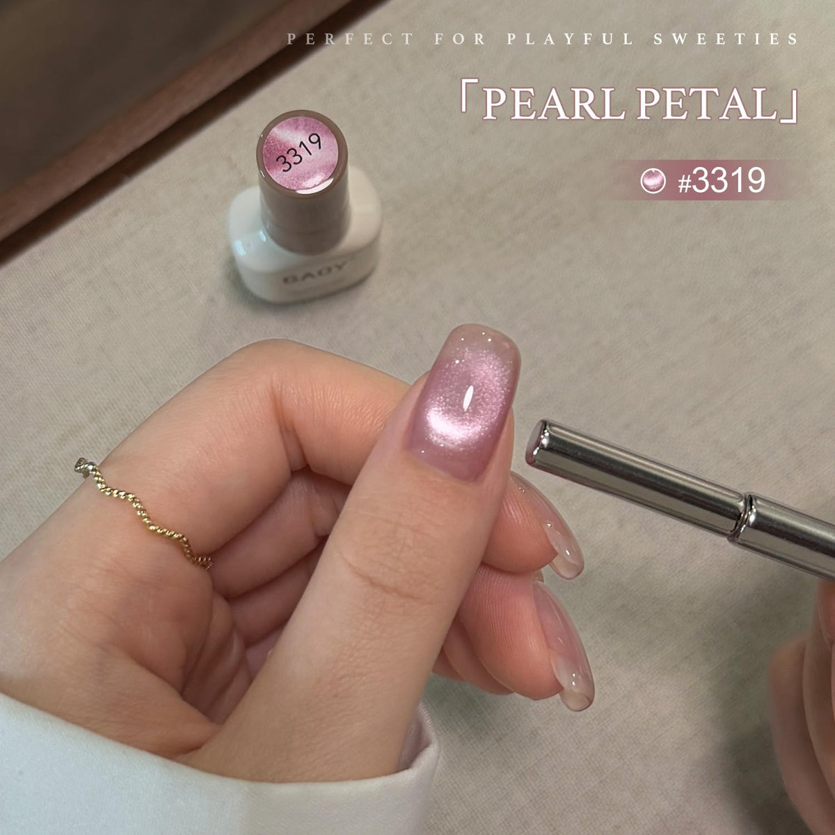 Close-up of GAOY Cat Eye Gel Nail Polish applied on nails