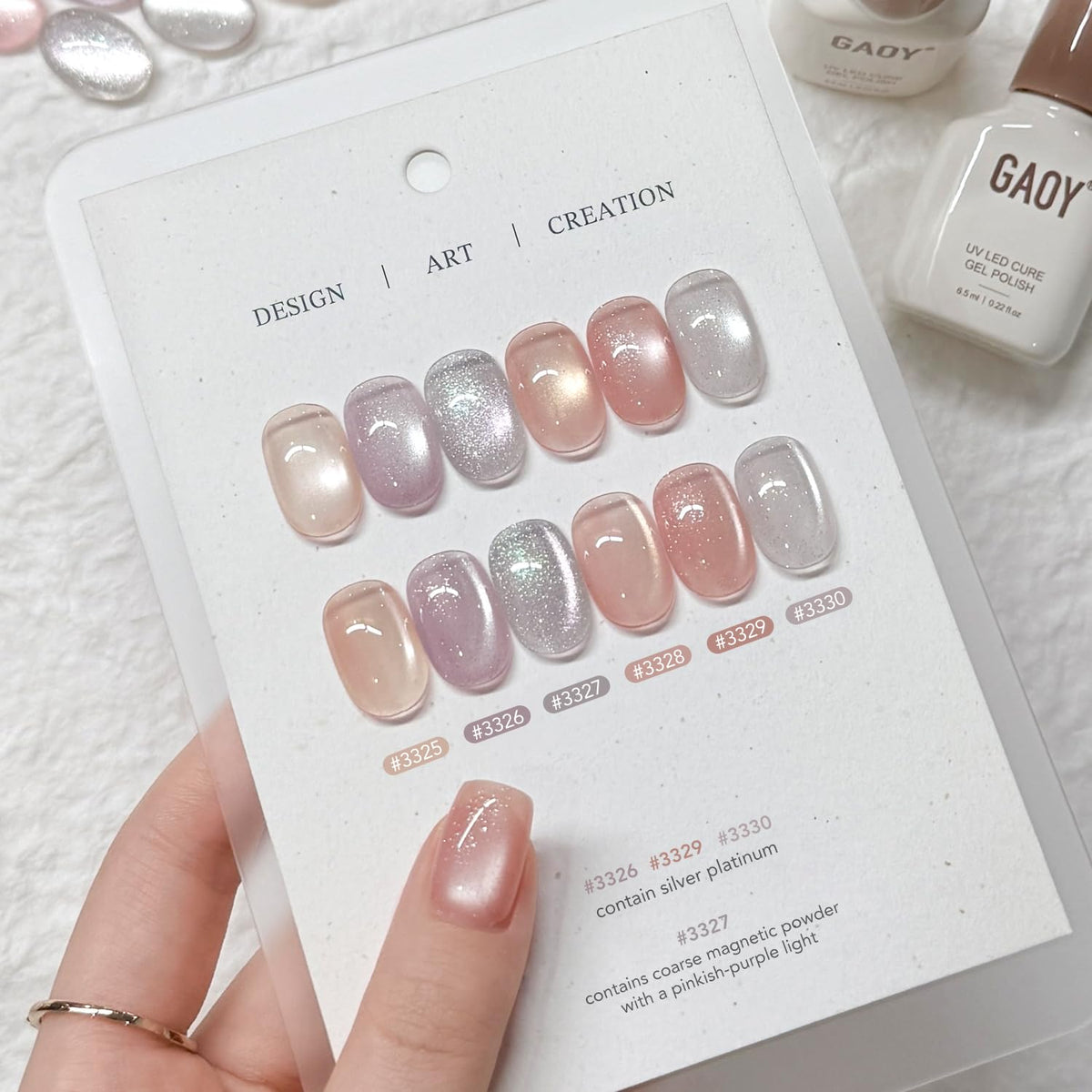 Close-up of GAOY Cat Eye Gel Nail Polish in glitter finish
