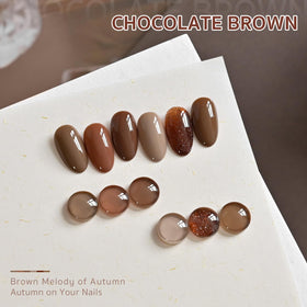 Close-up of GAOY chocolate tan glitter gel nail polish