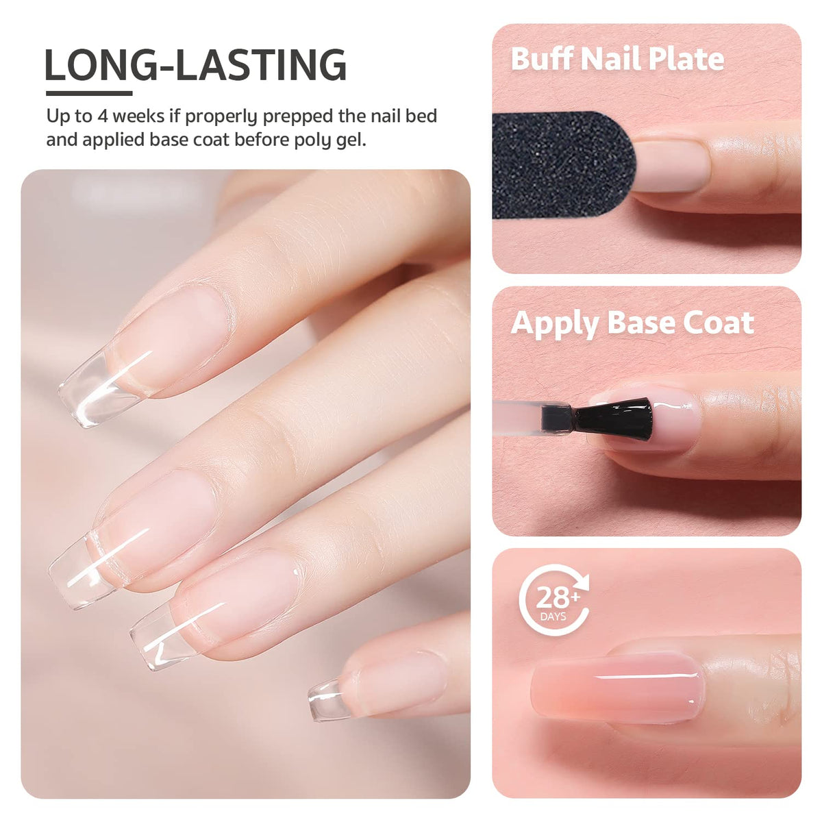 Close-up of GAOY clear poly gel texture