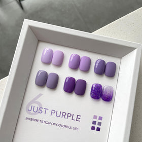 Close-up of GAOY gel nail polish colours in purple shades