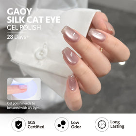 Close-up of GAOY Gel Nail Polish in Peach Blossom shade