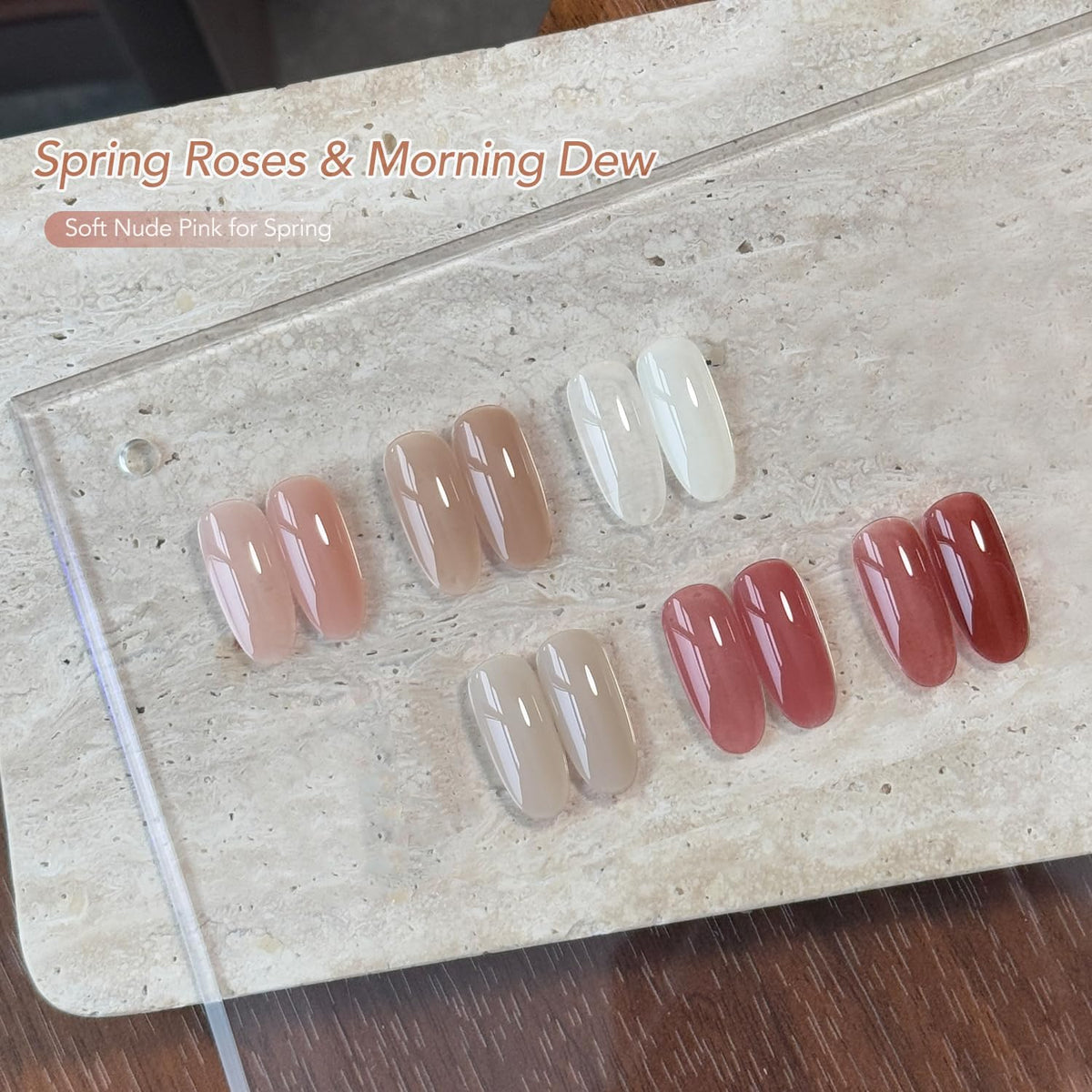 Close-up of GAOY gel polish bottles in pink shades