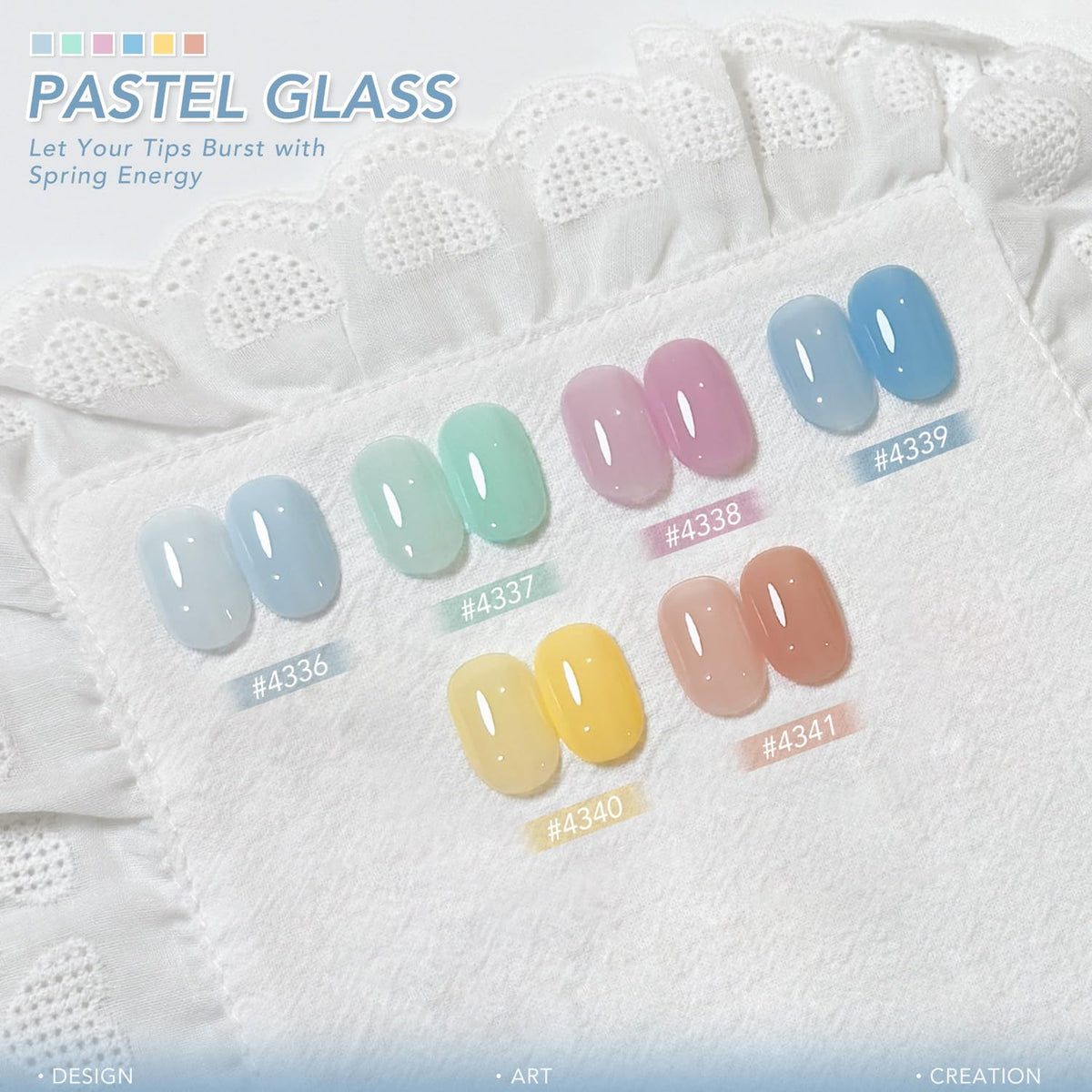 Close-up of GAOY gel polish bottles showing pastel shades