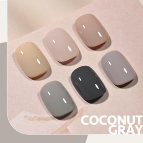 Close-up of GAOY Grey Nude Gel Nail Polish bottles