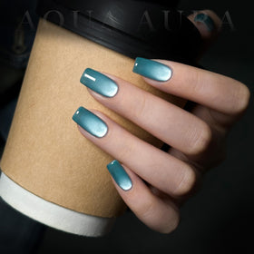 Close-up of GAOY Jelly Blue Cat Eye Gel Nail Polish bottle