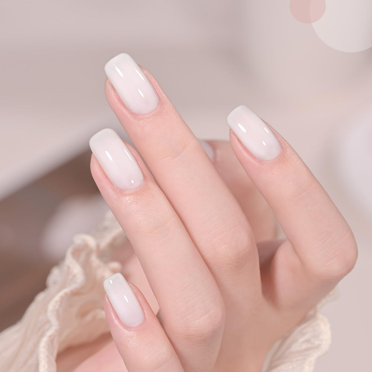 Close-up of GAOY Jelly Milky White Gel Nail Polish bottle