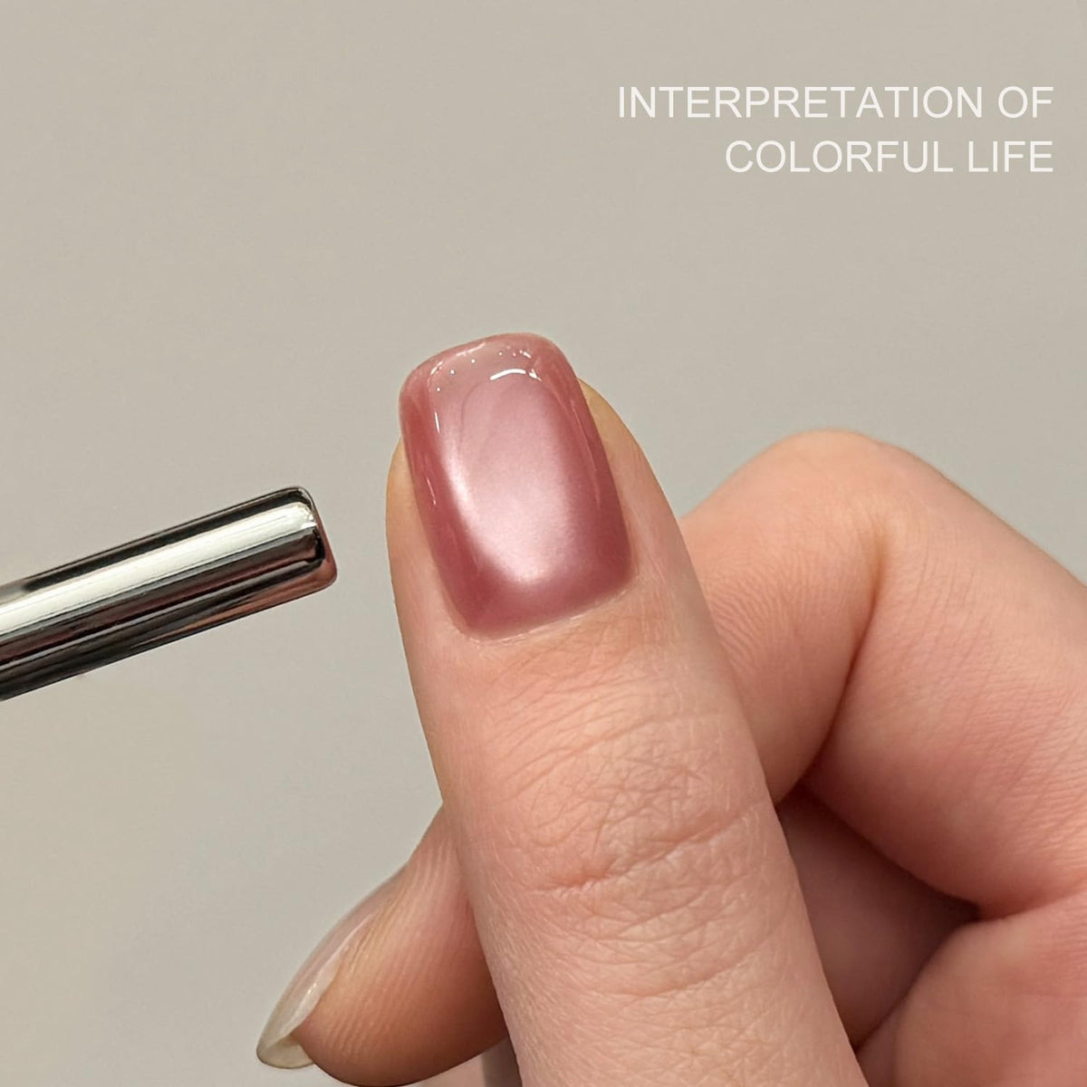 Close-up of GAOY Jelly Pink Cat Eye Gel Nail Polish texture