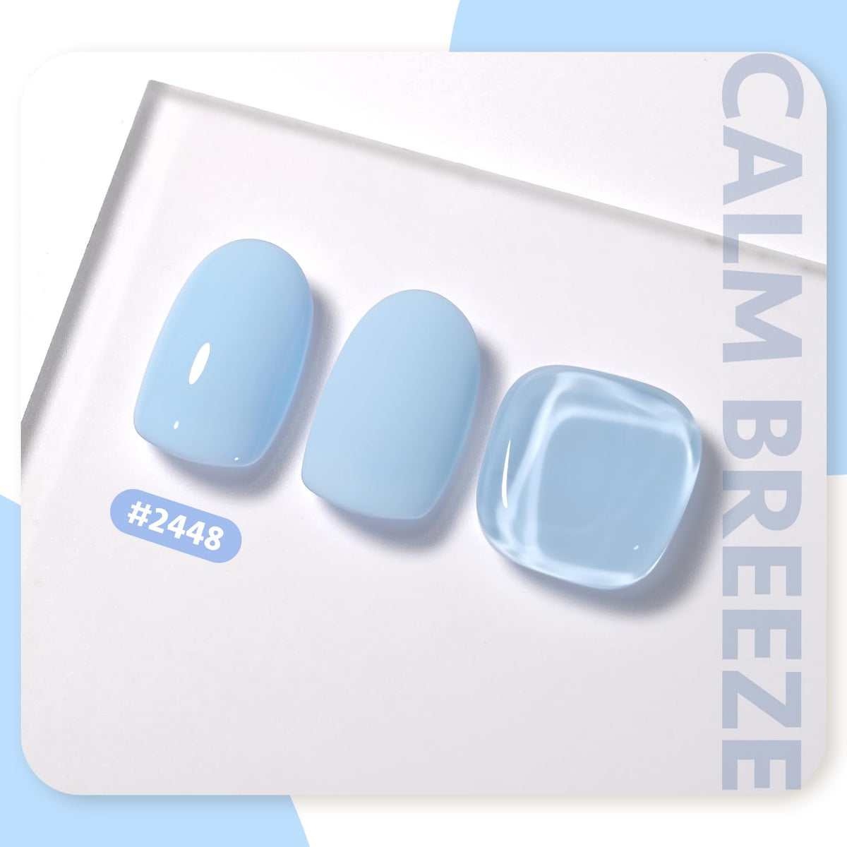Close-up of GAOY Light Blue Gel Nail Polish bottle