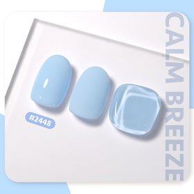 Close-up of GAOY Light Blue Gel Nail Polish bottle