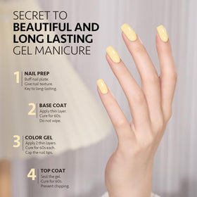 Close-up of GAOY Pastel Yellow Gel Nail Polish texture