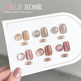 Close-up of GAOY Pink Cat Eye Gel Nail Polish in pale rose