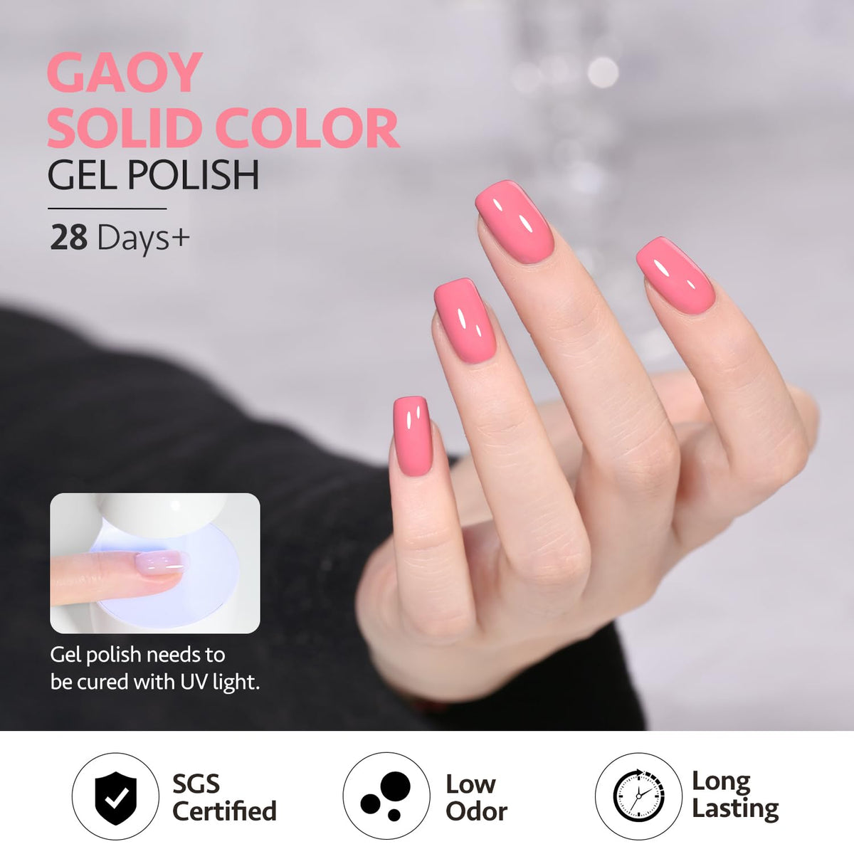 Close-up of GAOY Pink Gel Nail Polish texture