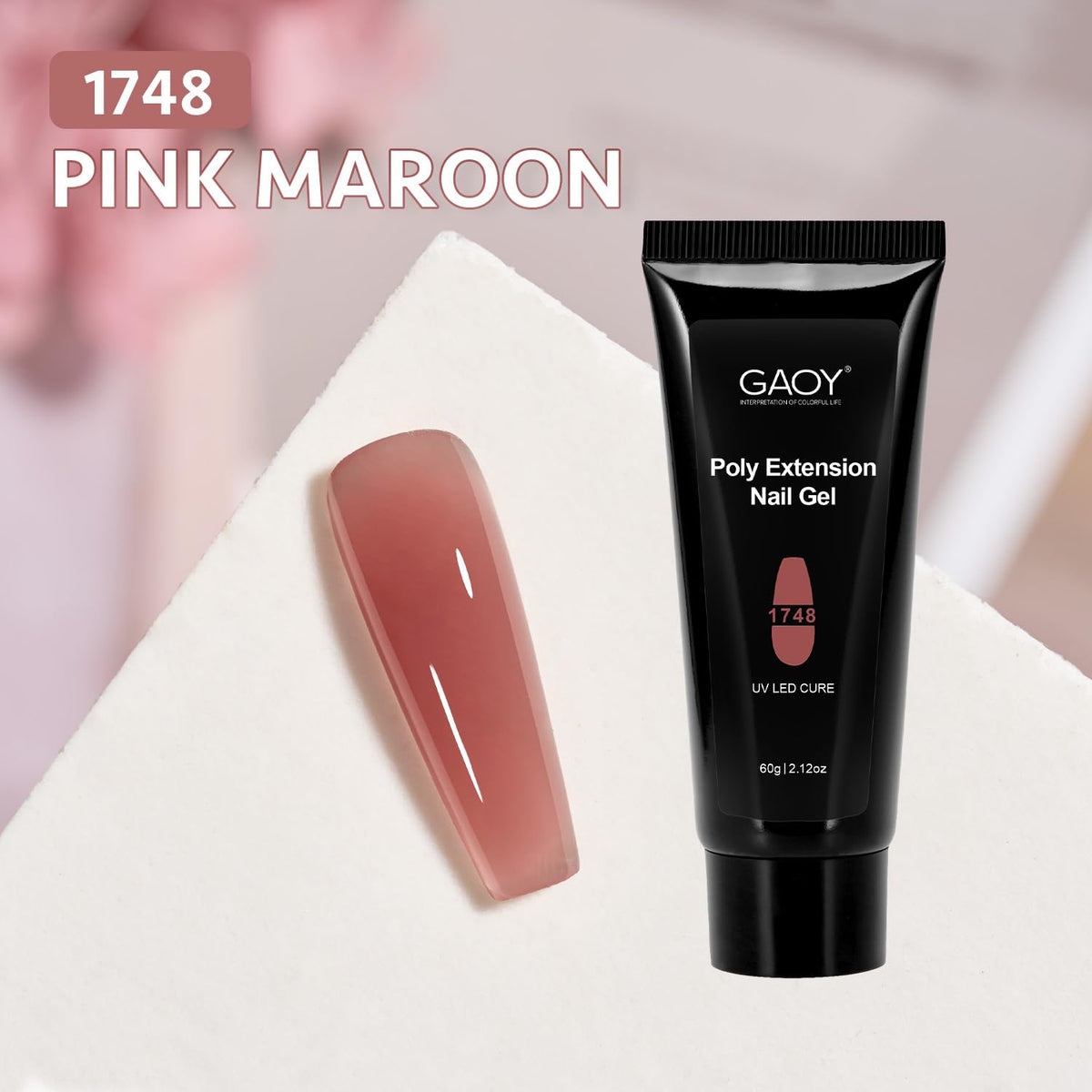 Close-up of GAOY pink maroon poly gel texture