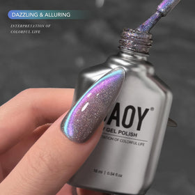 Close-up of GAOY Rainbow Cat Eye Gel Nail Polish texture