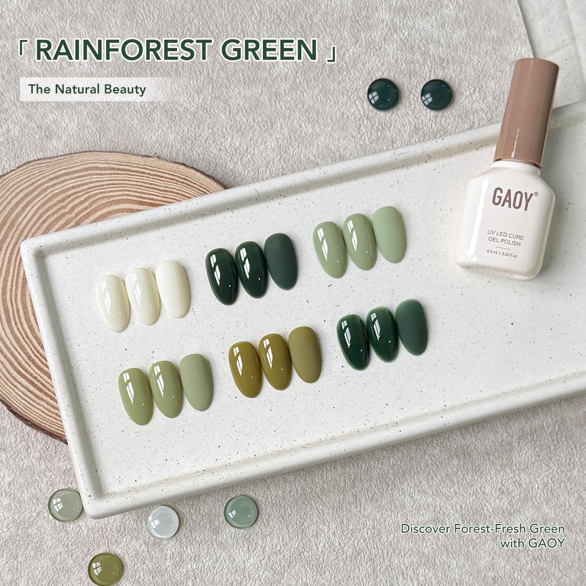 Close-up of GAOY shiny gel nail polish in vibrant colours