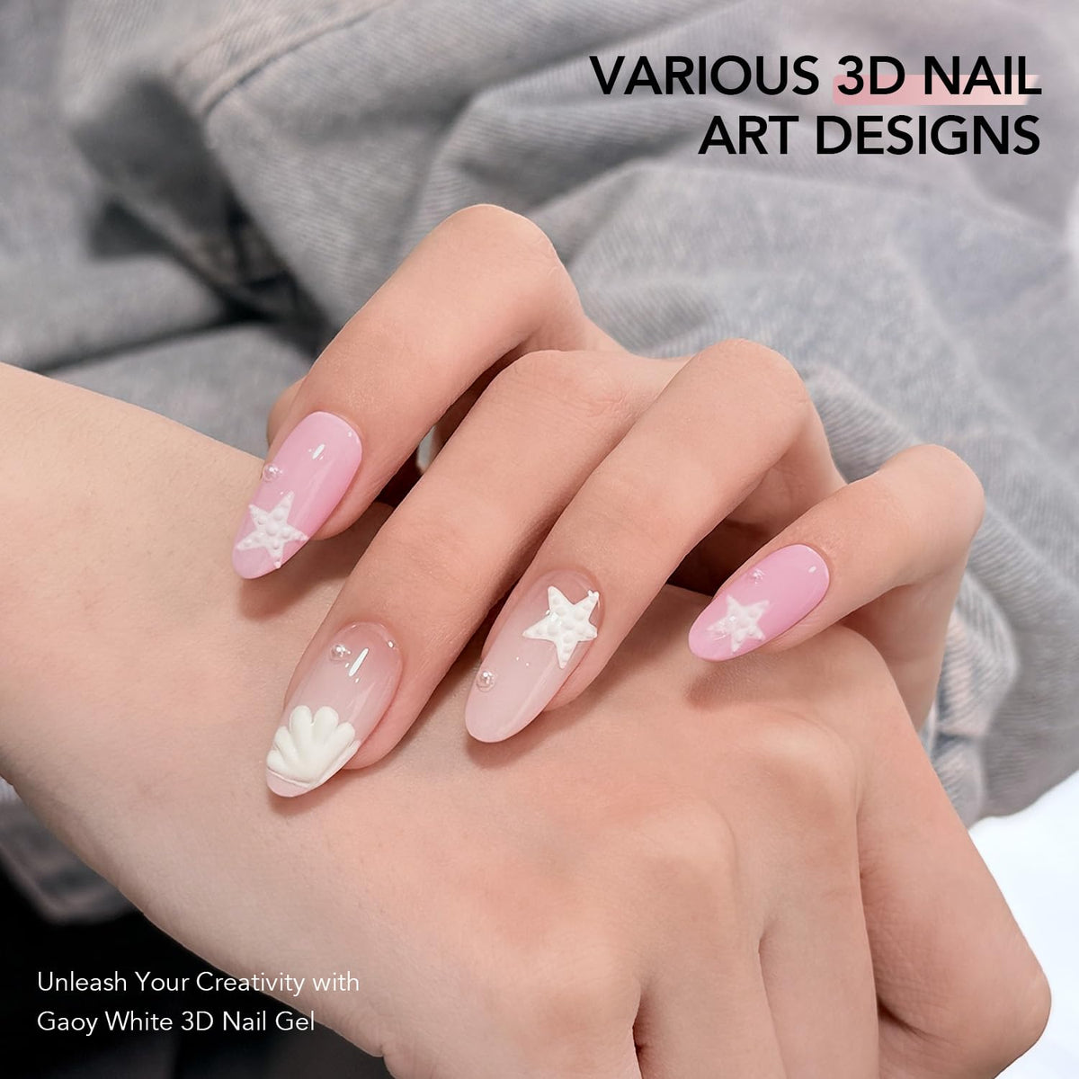 Close-up of GAOY White 3D Nail Gel texture
