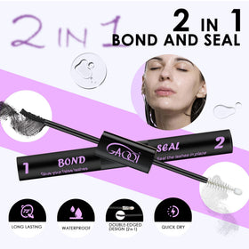 Close-up of GAQQI lash bond application on eyelashes