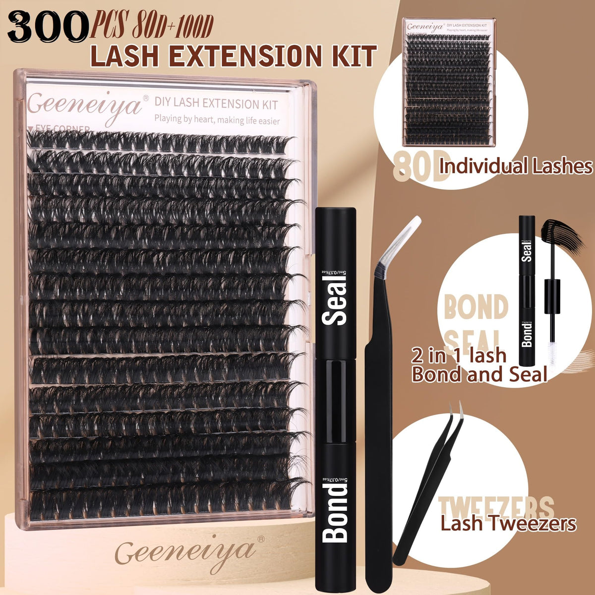 Close-up of Geeneiya lash bond and seal included in the kit