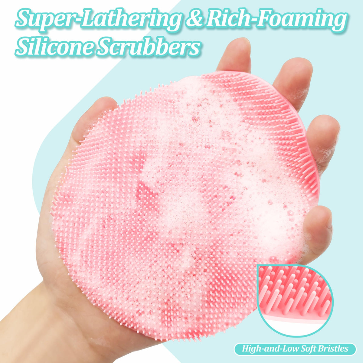 Close-up of GEENOA Silicone Body Scrubber with hand-fit straps