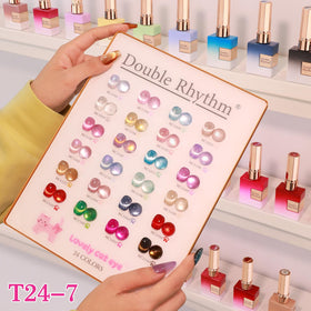 Close-up of gel polish application process with LED lamp