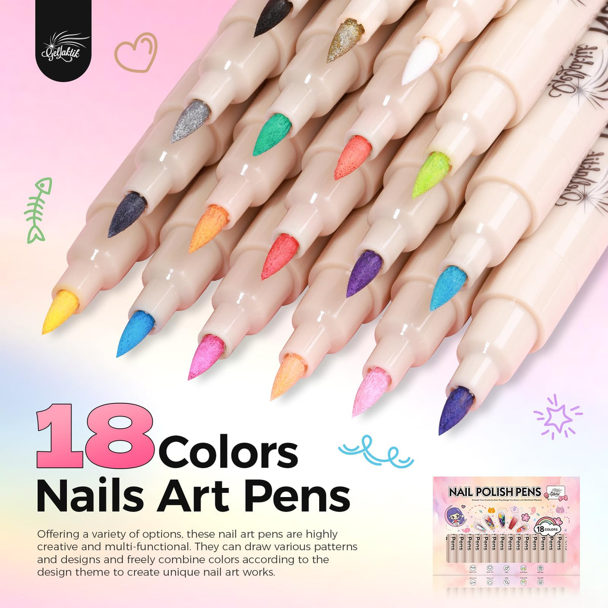 Close-up of GELLAKTIK Nail Art Pen 0.7mm fine tip