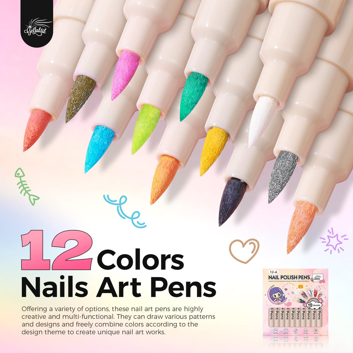 Close-up of GELLAKTIK Nail Art Pen showing fine tip
