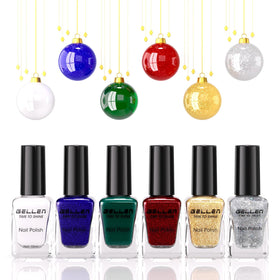 Close-up of GELLEN Christmas red nail polish bottle