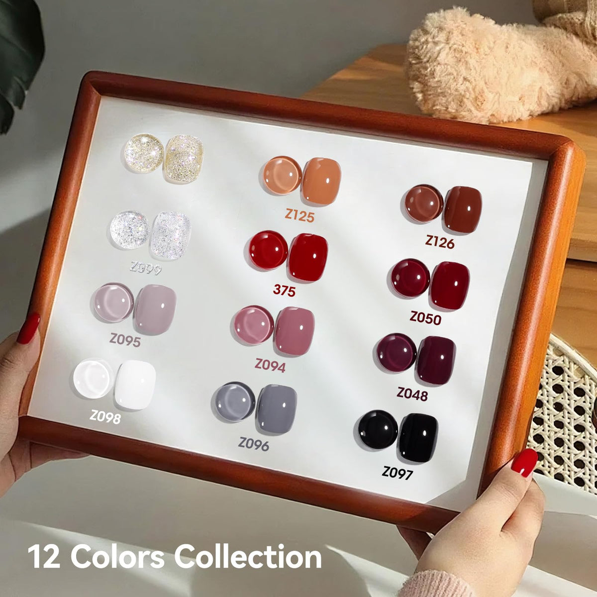 Close-up of GELLEN nail polish bottles in assorted colours