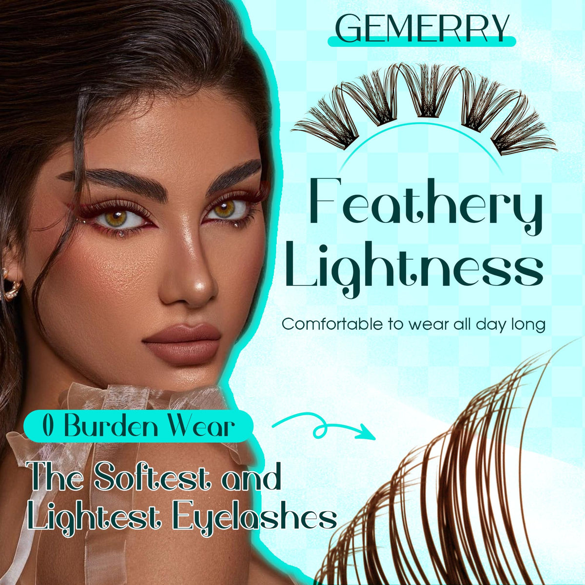 Close-up of GEMERRY Brown Lash Clusters showing individual lashes