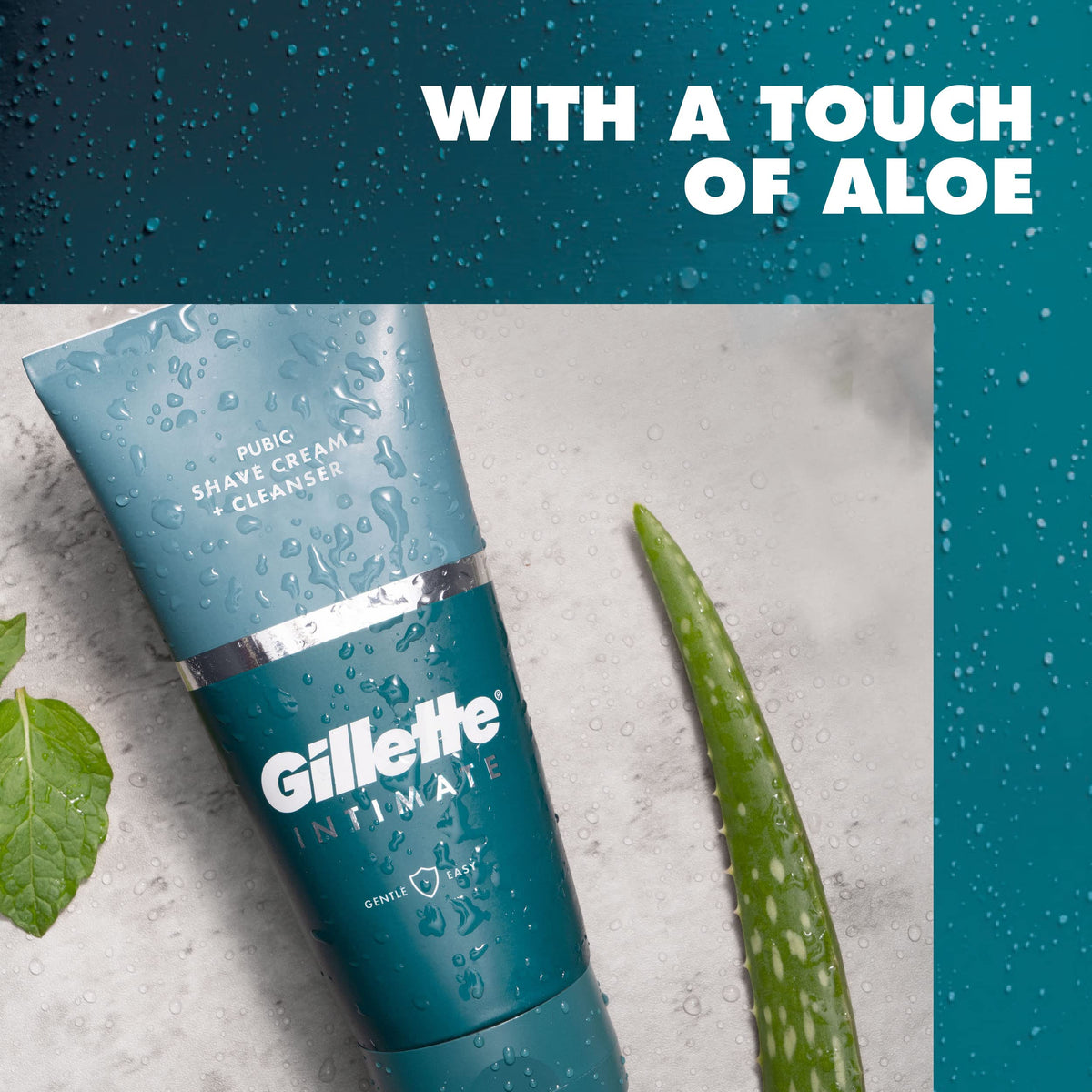 Close-up of Gillette Intimate 2 in 1 Pubic Shave Cream texture