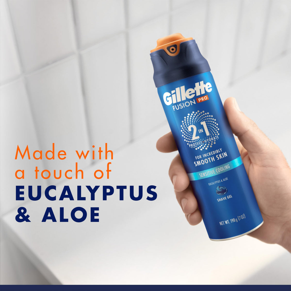 Close-up of Gillette PRO Shaving Gel ingredients list