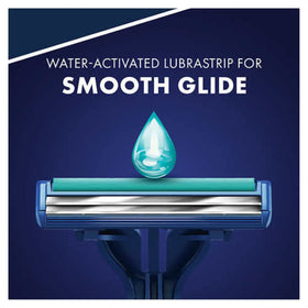 Close-up of Gillette Sensor2 Plus razor showing Lubrastrip