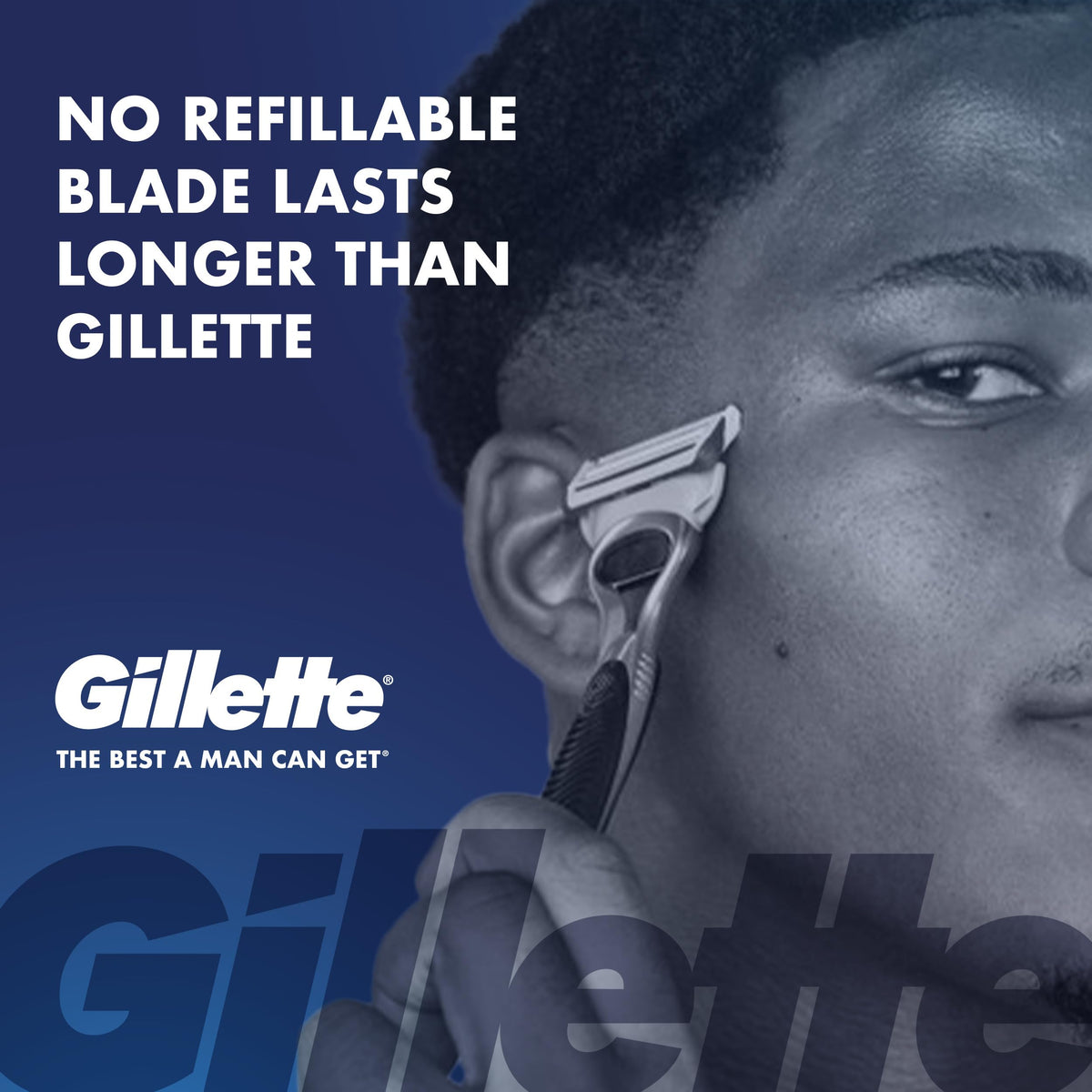 Close-up of Gillette SkinGuard razor blade with lubrication feature