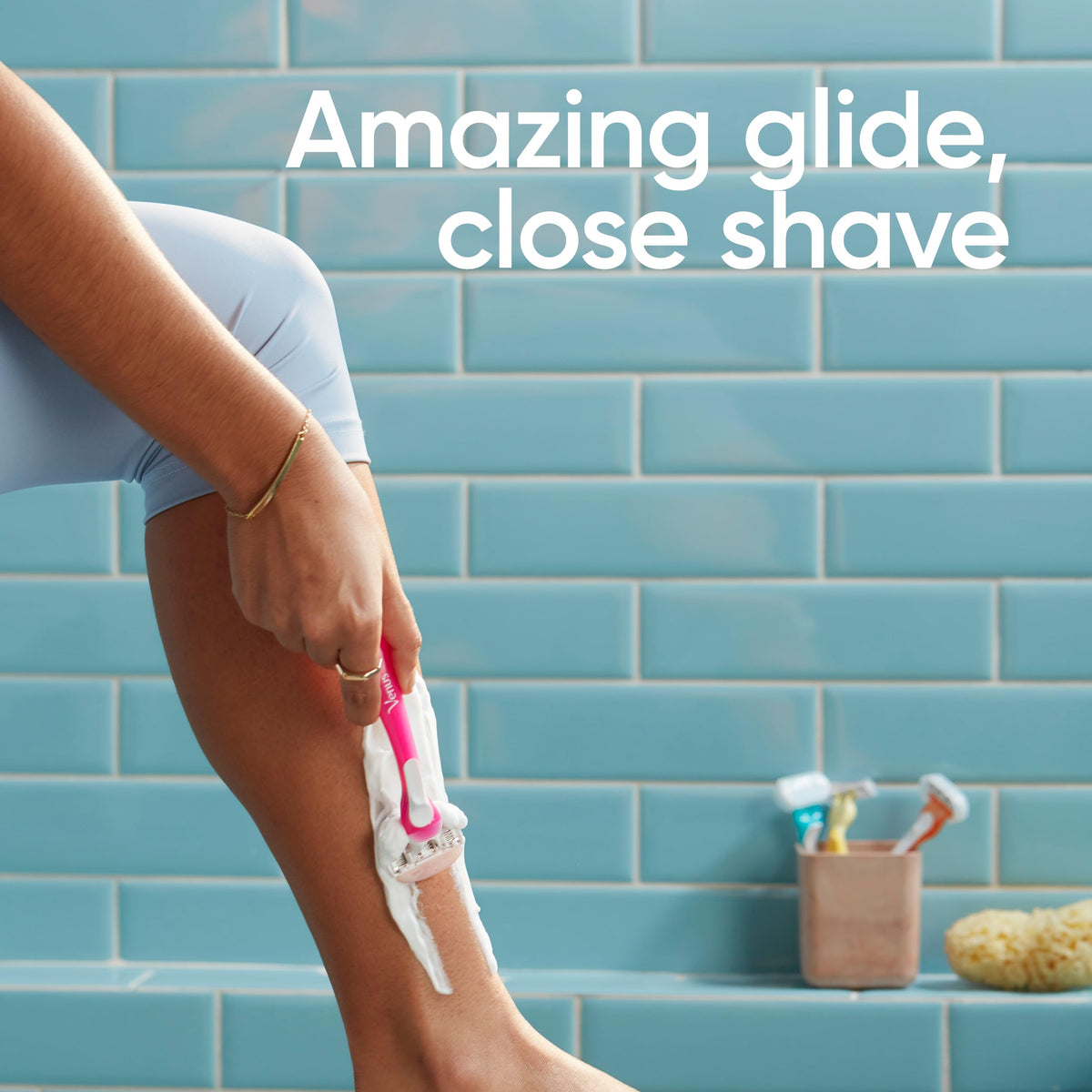 Close-up of Gillette Venus Disposable Razor with built-in shave gel bars