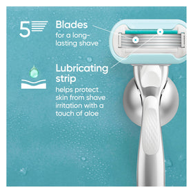 Close-up of Gillette Venus Extra Smooth Razor blade with lubrication strip