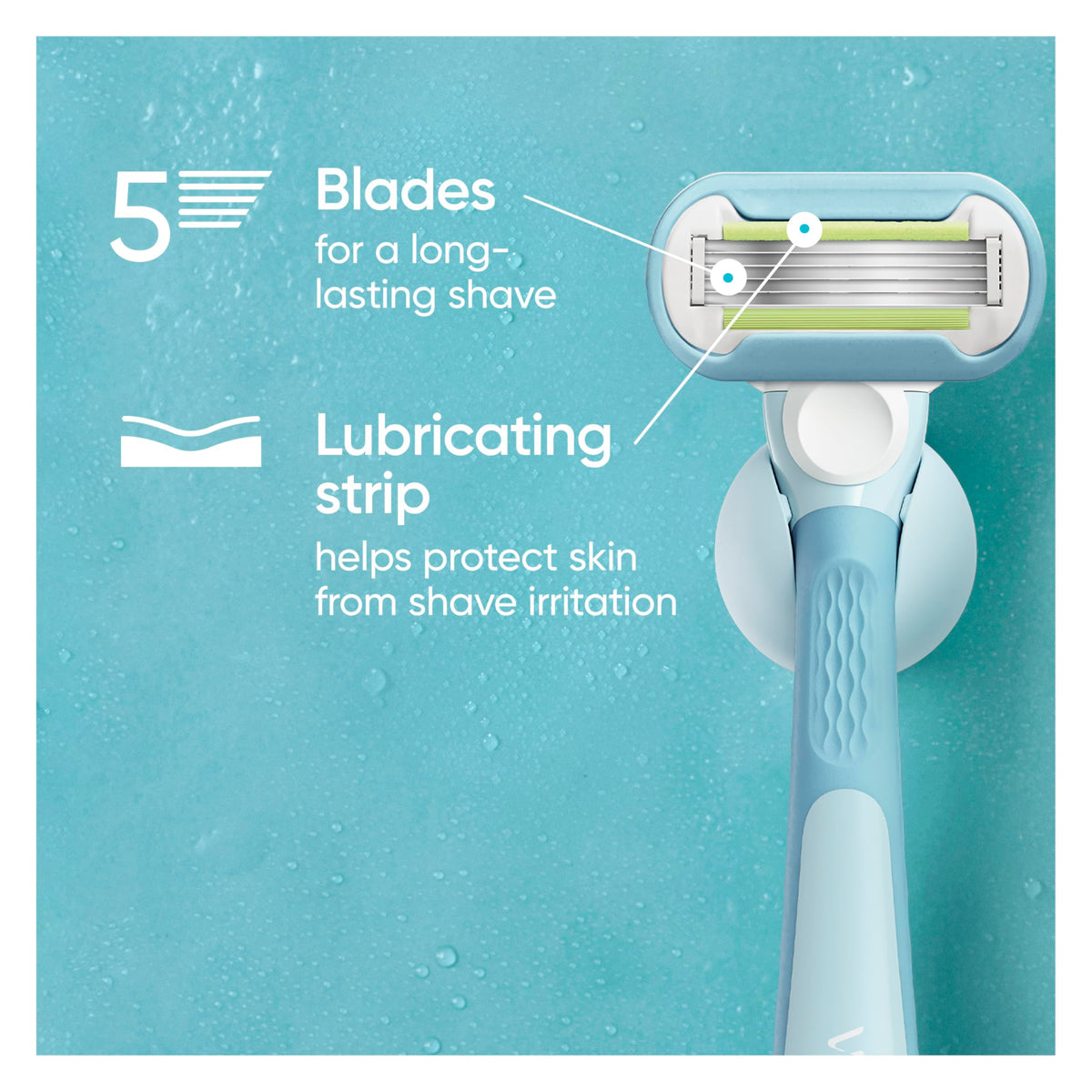 Close-up of Gillette Venus Extra Smooth razor blades showing 5 blades