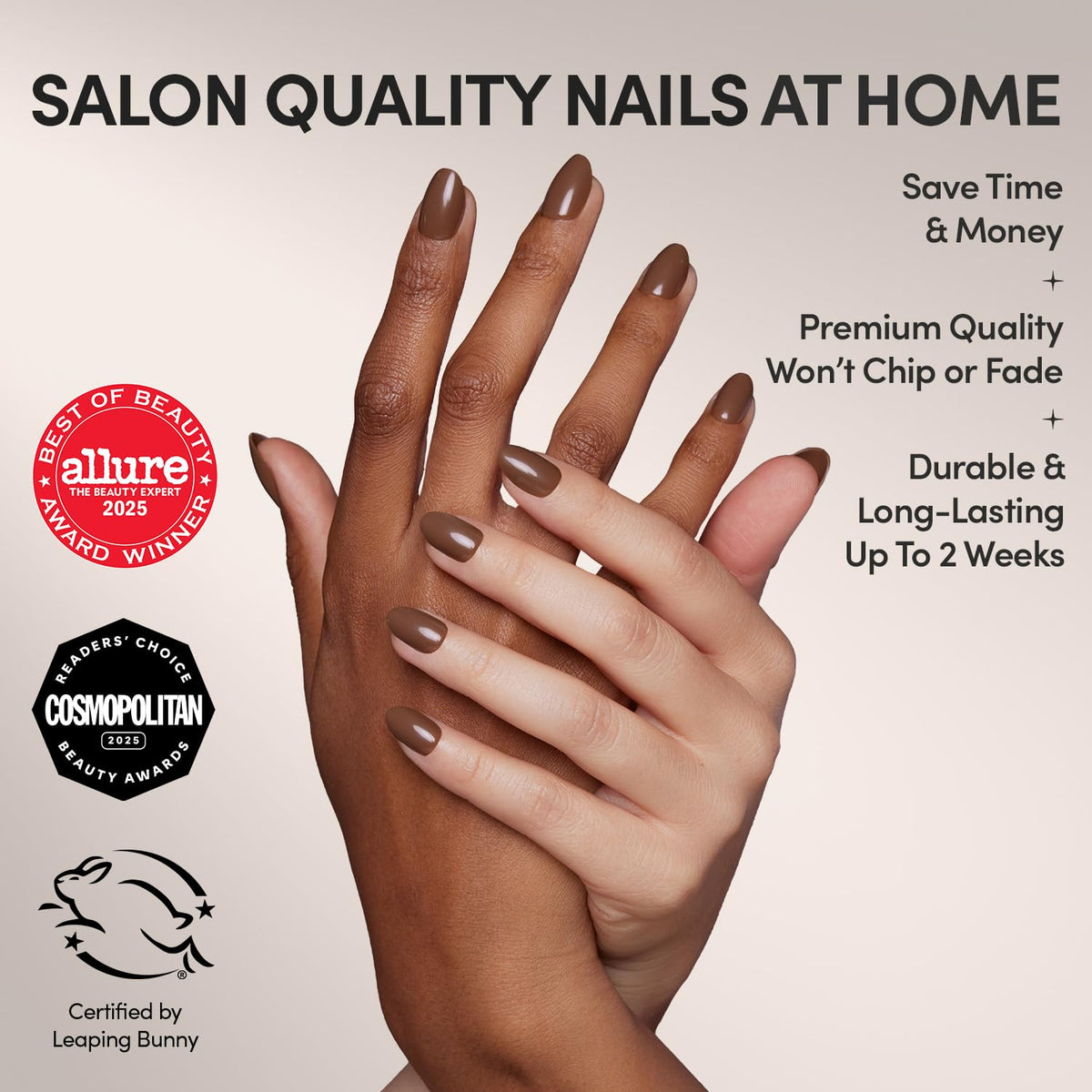 Close-up of Glamnetic Chocolate Brown Press On Nails