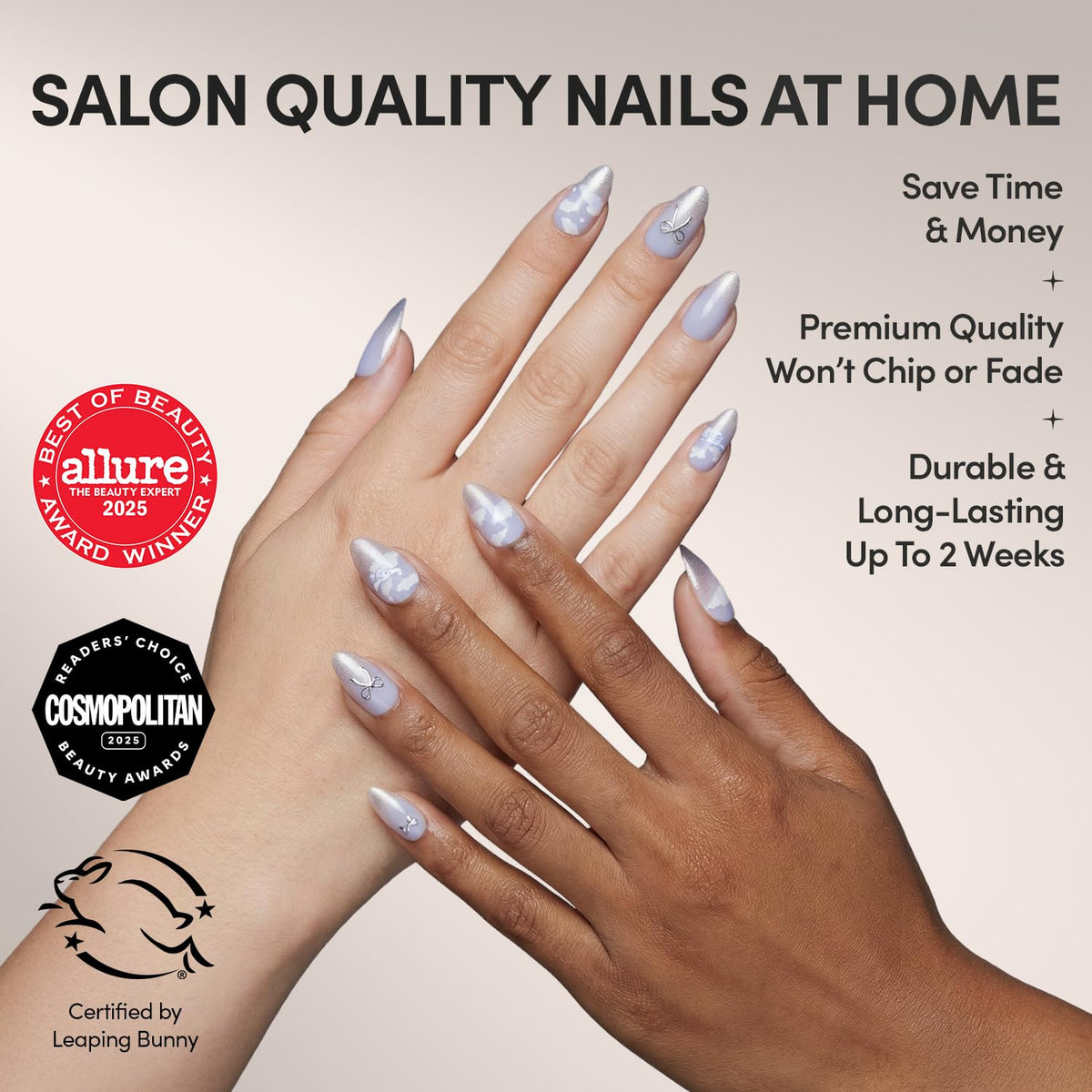 Close-up of Glamnetic Cinnamoroll Cloud nail design with 3D accents