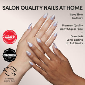 Close-up of Glamnetic Cinnamoroll Cloud nail design with 3D accents