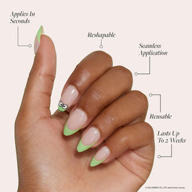 Close-up of Glamnetic Keroppi graphic on press on nail