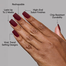 Close-up of Glamnetic Press On Nails Cherry Mocha glossy finish