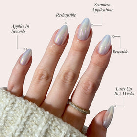 Close-up of Glamnetic Press On Nails glossy holographic finish