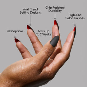 Close-up of Glamnetic Press On Nails with black matte finish