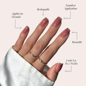 Close-up of Glamnetic Sheer Mauve Pink Medium Square Nails