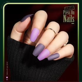 Close-up of glossy coffin press on nails from Teenitor
