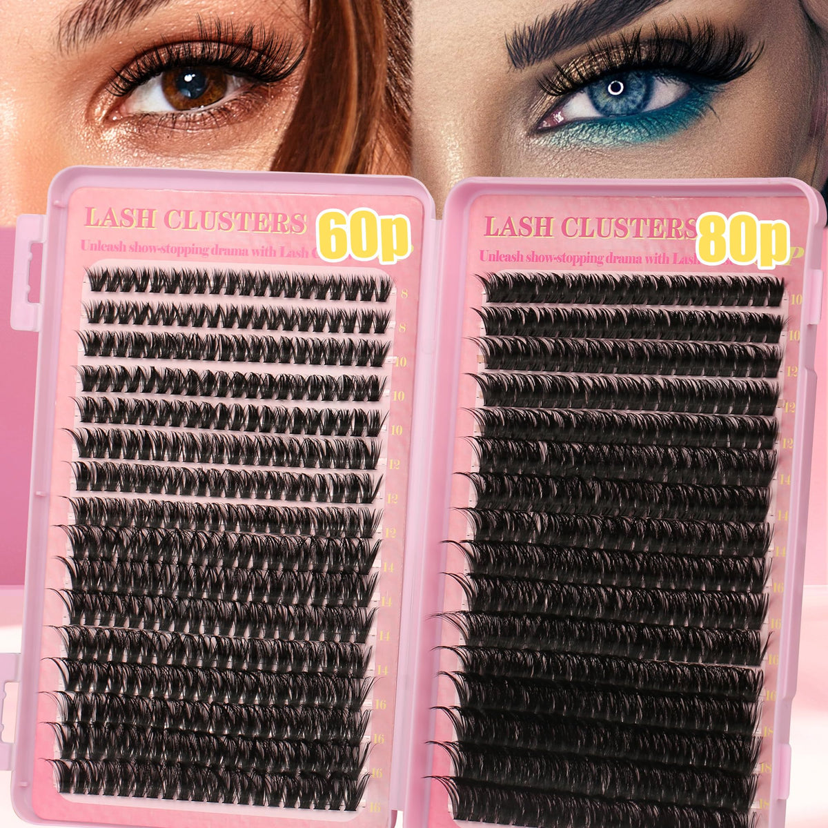 Close-up of Gmagictobo lash clusters in various lengths